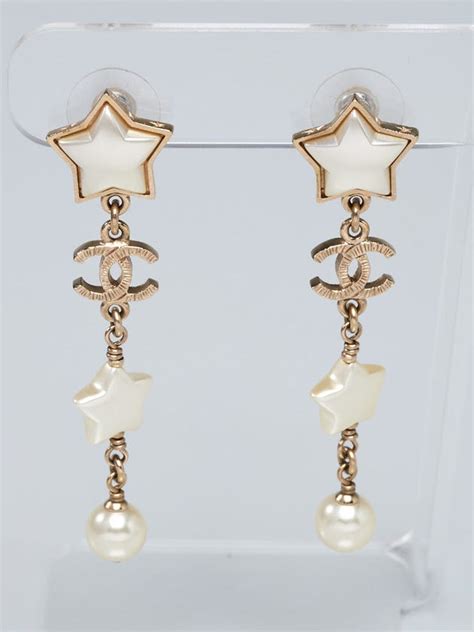 chanel star pearl earrings|pre owned Chanel earrings.